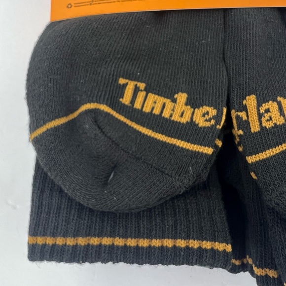 TIMBERLAND, CUSHIONED CREW SOCKS, SIX PAIRS, MEN’S BLACK WITH ORANGE LOGO - Picture 12 of 16